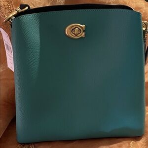 Coach Teal willow bucket Bag with Gold Accents